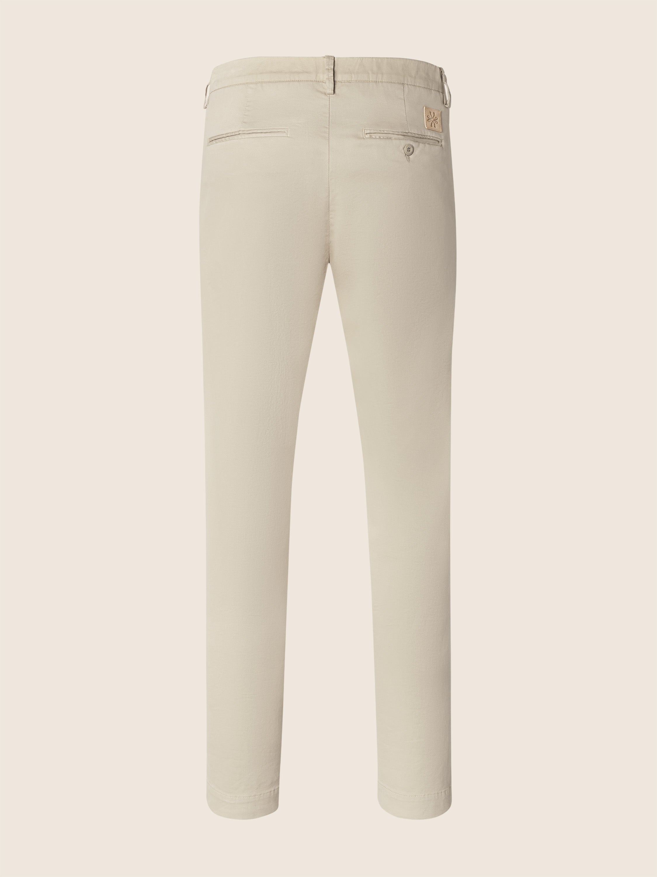 Gray Regular Chino Pants in Beige Cotton and Lyocell Stretch Twill