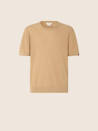 Short Sleeve Top in Sand Combed Cotton