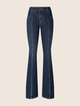 Helena Bootcut Jeans in Dark Blue Cotton and Lyocell Comfort Denim with Vintage Wash