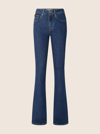 Vivian Bootcut 5 Pocket Jeans in Dark Blue Super Stretch Denim