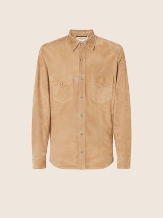 Overshirt in Mink Brown Suede