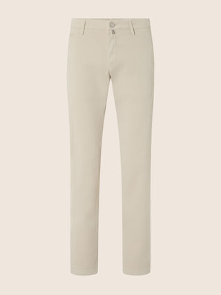 Bobby Slim Chino Pants in Beige Stretch Cotton Gabardine