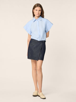 Viscose-Linen Pinstripe Canvas Shirt