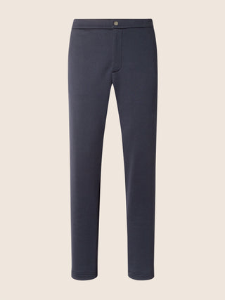 Gray Regular Chino Pants in Navy Blue Cotton Fleece