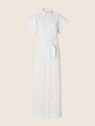 cupio shirt dress Shirt Dress in Azure and Light Blue Cupro and Cotton Poplin