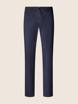 Bobby Slim Chino Pants in Caribbean Blue Honeycomb Stretch Cotton