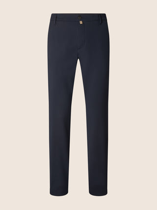 Gray Regular Chino Pants in Navy Blue Wool and Nylon Stretch Twill