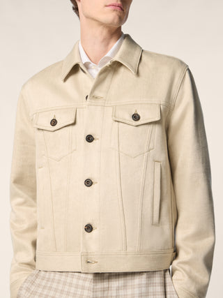 Jacket in Cotton and Linen Twill Loro Piana