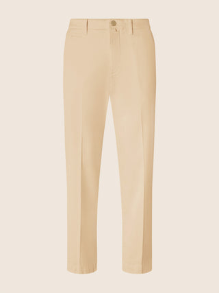 Justin Straight Chino Pants in Beige Cotton Stretch Gabardine