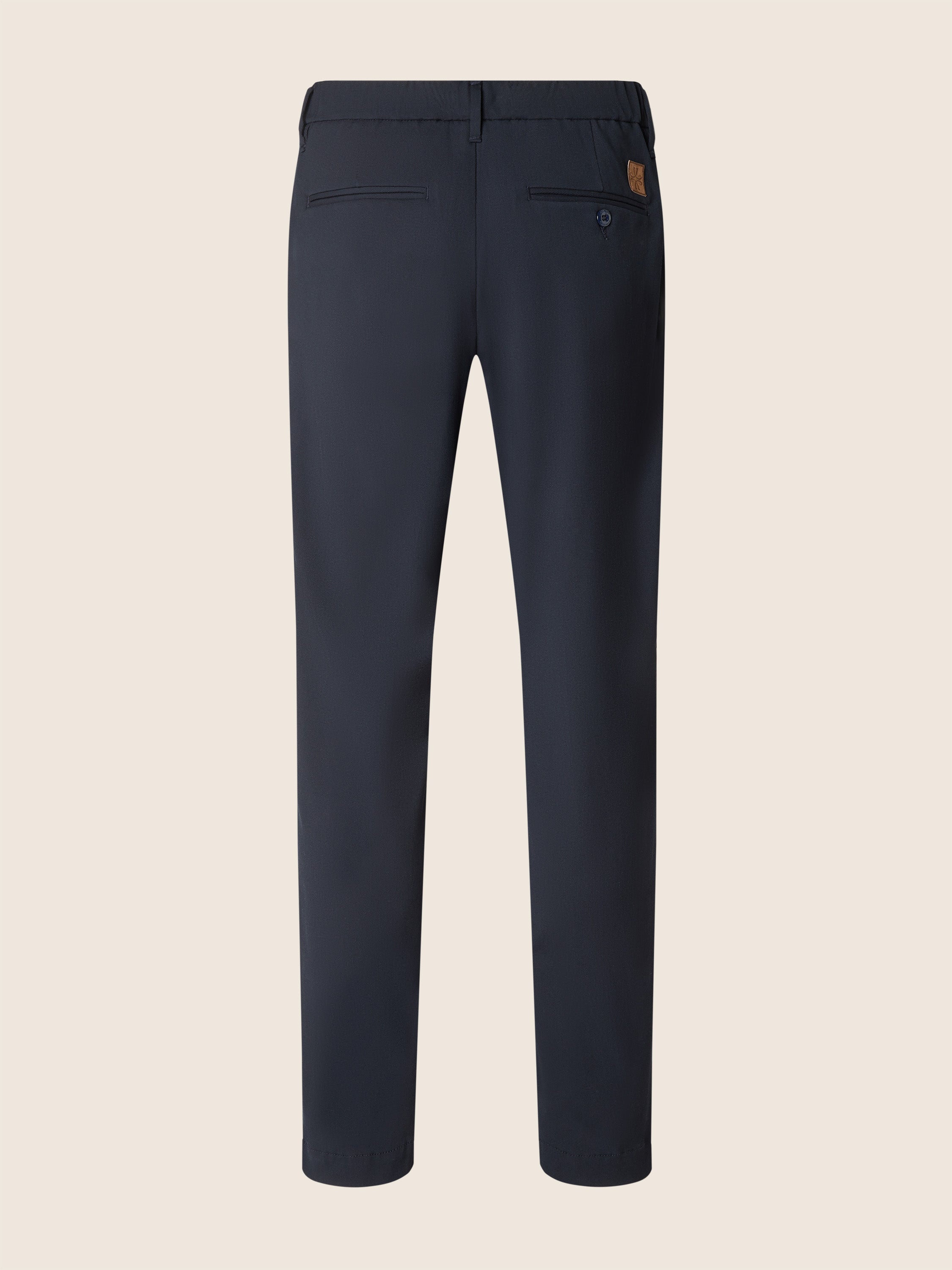 Gray Regular Chino Pants in Navy Blue Wool and Nylon Stretch Twill