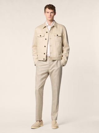 Gray – Pants in Silk and Linen Prince of Wales
