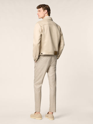 Gray – Pants in Silk and Linen Prince of Wales