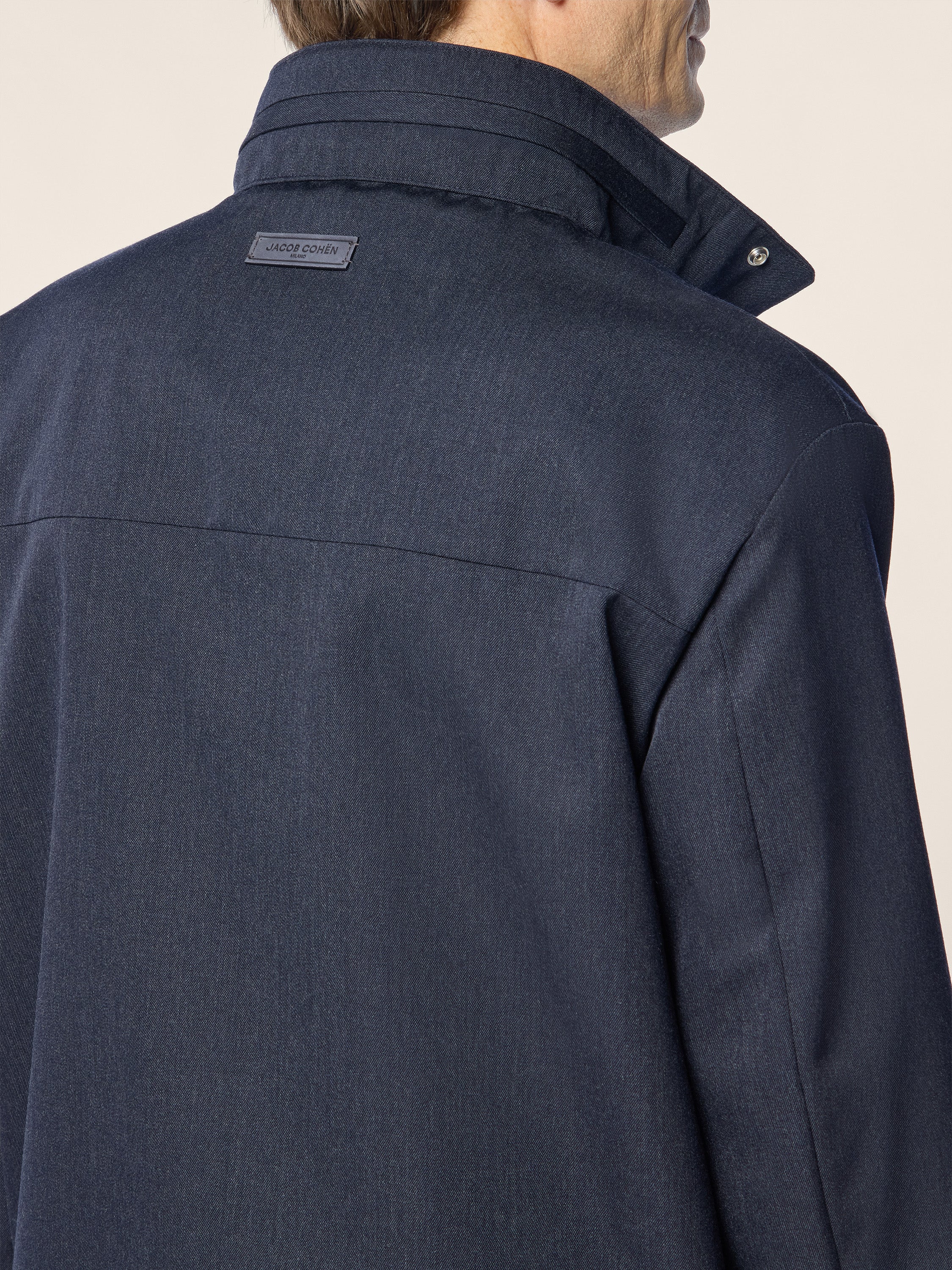 Jacket in Light Blue and Blue Melange Wool Gabardine | Jacob Cohën