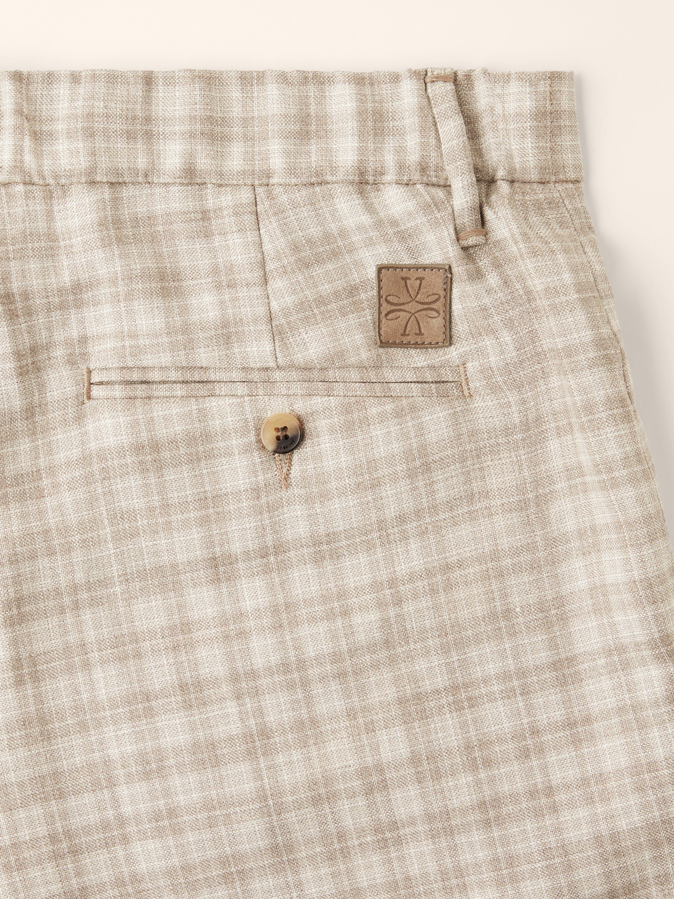 Gray Regular Chino Pants in Beige and White Cashmere, Silk and