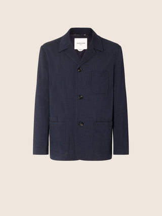 Giacca in lana rigata blu