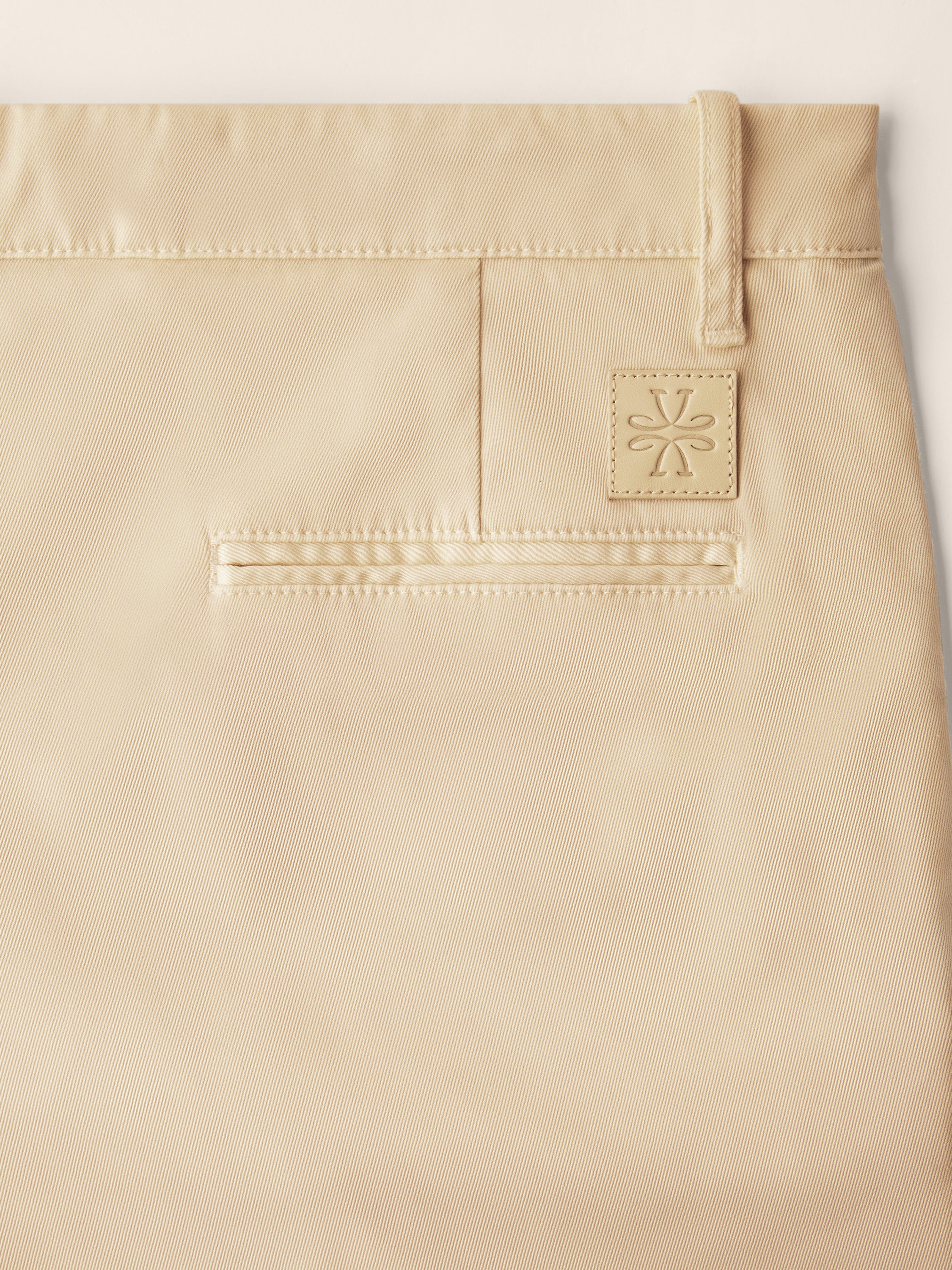 Justin Straight Chino Pants in Beige Cotton Stretch Gabardine