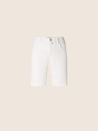 Nicolas Slim Bermuda Pants in White Stretch Bull