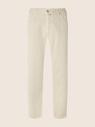 Edo Regular-Straight 5 Pocket Pants in Beige Light Cotton Bull