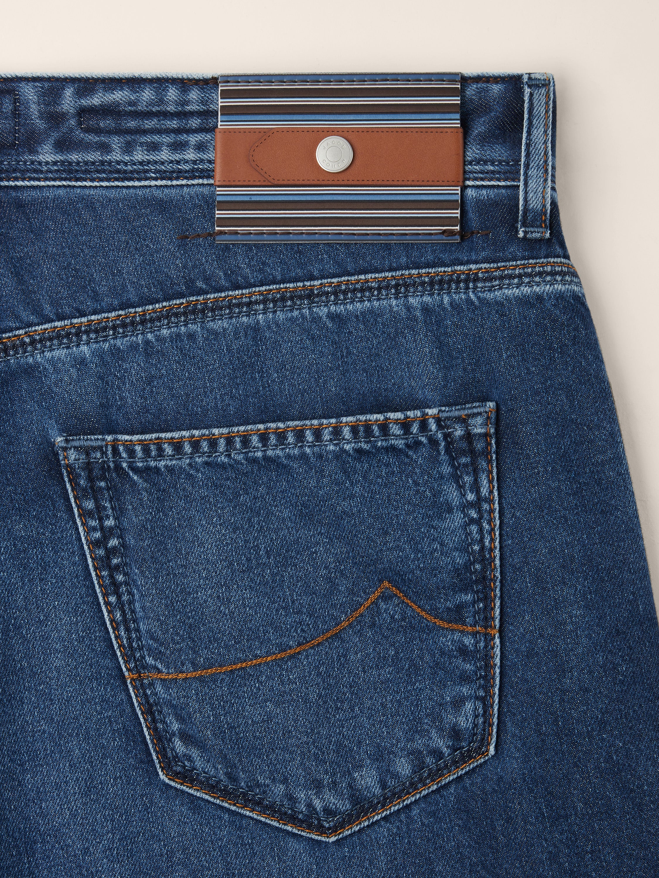 Chris Straight Jeans in Dark Blue Denim with Vintage Wash | Jacob