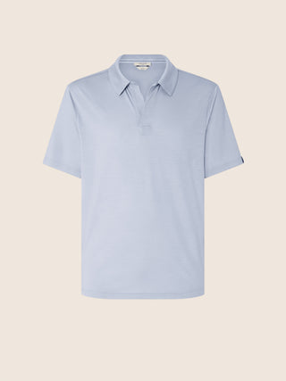 Polo in Light Blue Virgin Wool and Cashmere Jersey