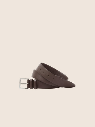 Belt in Dark Brown Grained Deer-Effect Leather