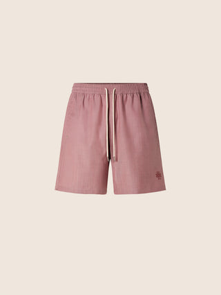 Swimming Trunks in Powder Red Wool and Nylon Ripstop