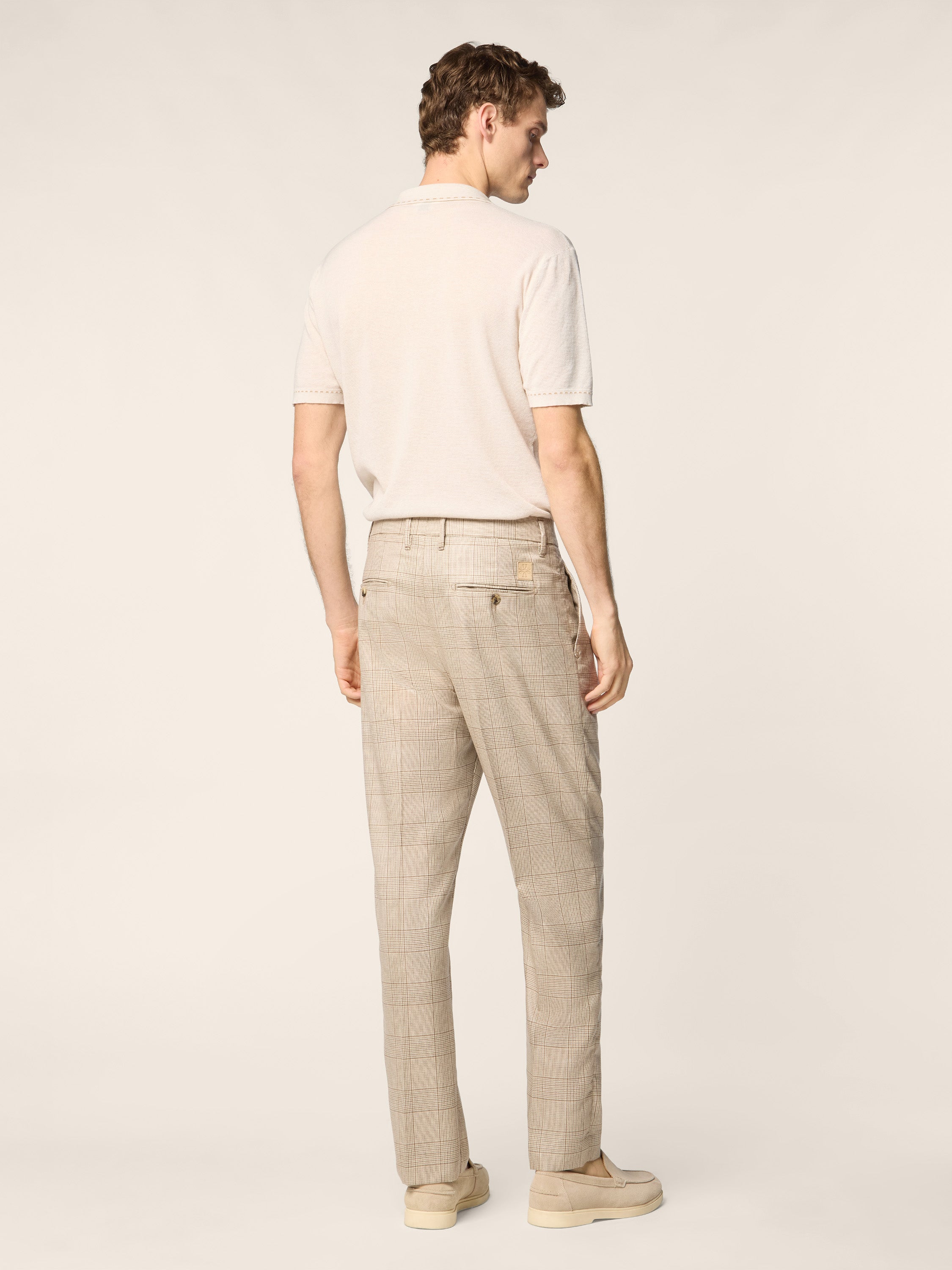 Lucas Regular Chino Pants in Natural Beige Cashmere and Silk