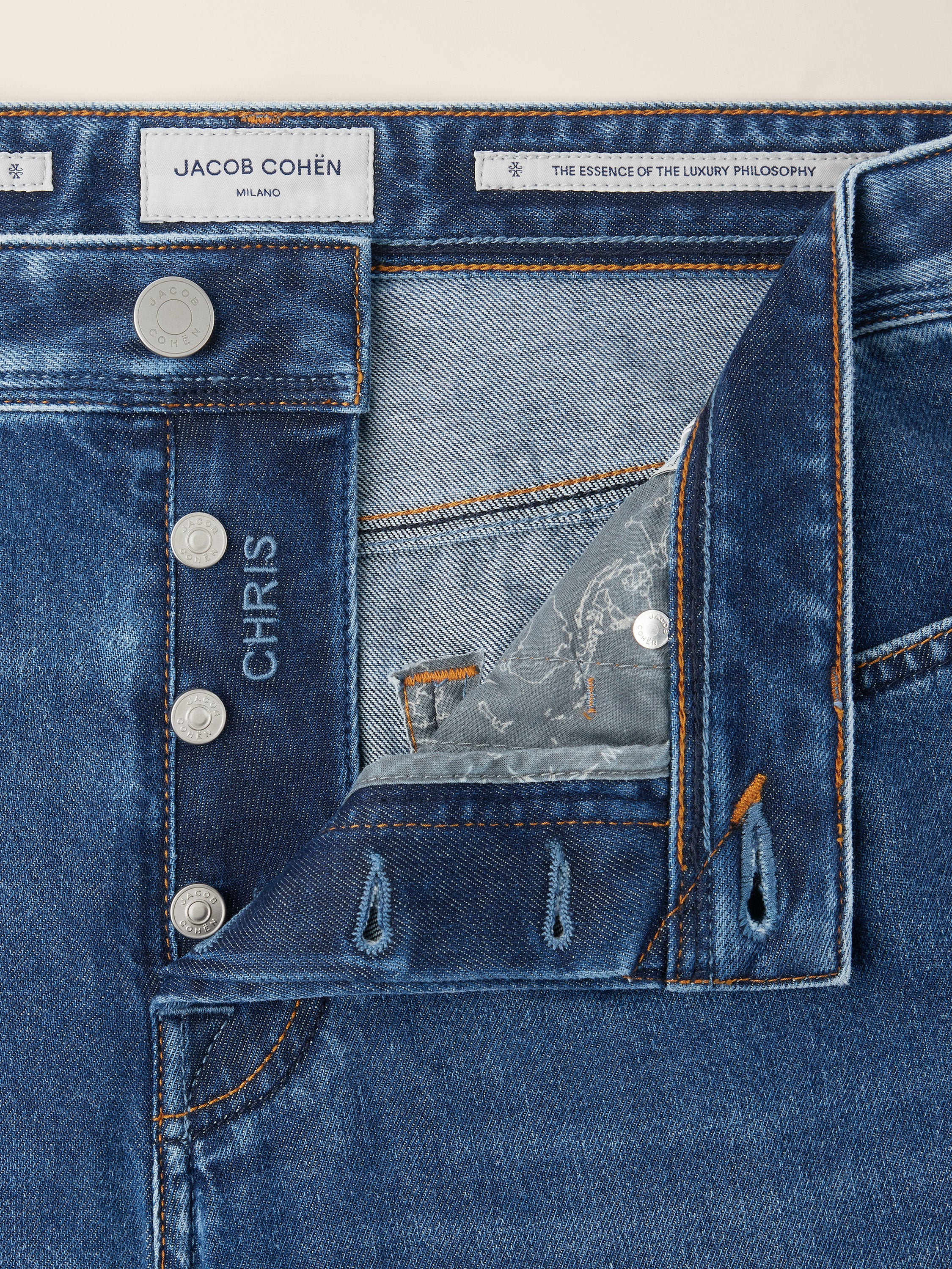 Chris Straight Jeans in Dark Blue Denim with Vintage Wash | Jacob