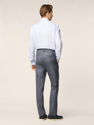 Gray – Pants in Wool, Silk and Linen Stretch Gabardine Loro Piana