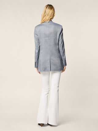 Viscose-Linen Herringbone Canvas Blazer