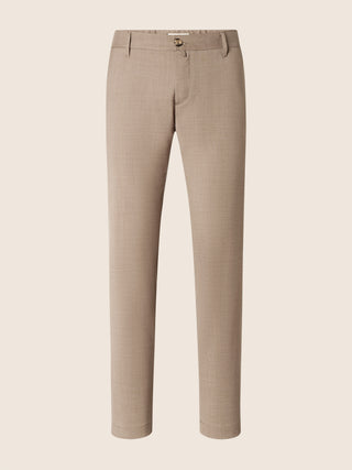 Mink Brown Regular Chino Pants in Beige Comfort Wool