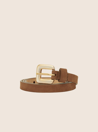 Thin Belt in Dark Brown Nubuck Leather