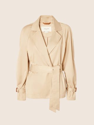 Trench Jacket in Beige Technical Wool Gabardine