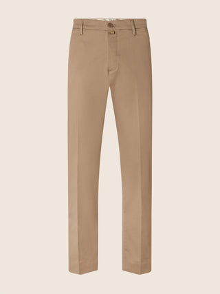 John Regular Chino Pants in Cappuccino Beige Stretch Gabardine