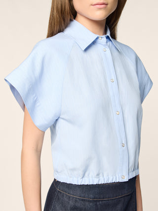 Viscose-Linen Pinstripe Canvas Shirt