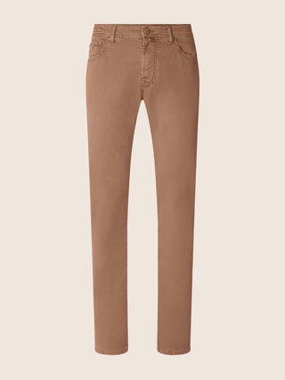 Bard Fast Regular-Slim 5 Pocket Pants in Argan Oil Brown Honeycomb Stretch Cotton