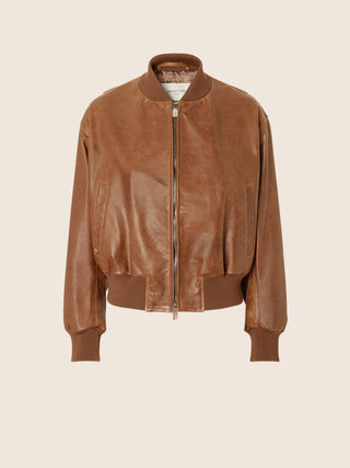 Bomber Jacket in Dark Brown Leather