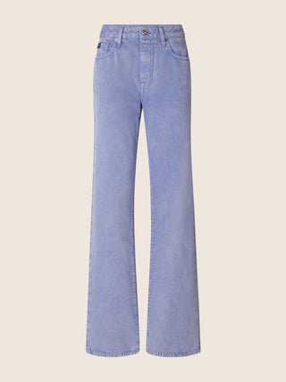 Hailey Relaxed 5 Pocket Trousers in Heather Blue Cotton Bull