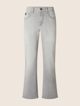 Jeans 5 tasche Kate Crop straight in denim power stretch nero chiaro lavaggio bleach