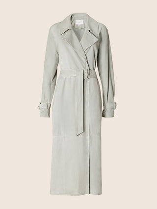 Trench en daim léger bleu poudre