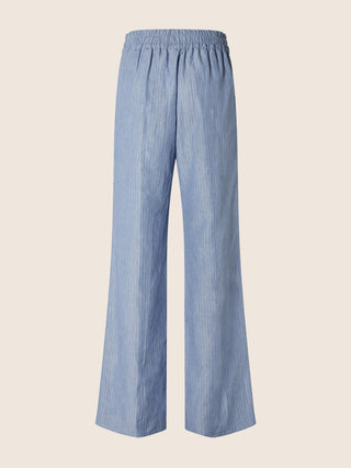 Marianne – Pants in Viscose-Linen Pinstripe Canvas