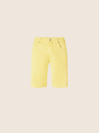 Nicolas Slim Bermuda Jeans in Light Yellow Cotton and Lyocell Stretch Twill
