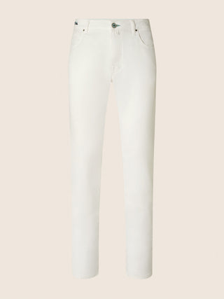 Bard Regular-Slim 5 Pocket Pants in White Stretch Cotton Gabardine