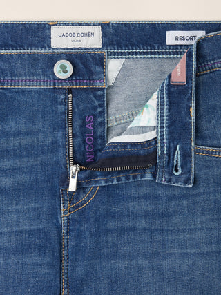 Nicolas – Bermuda in Cotton and Linen Stretch Denim