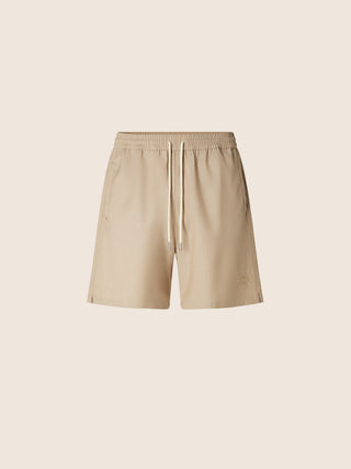 Swimming Trunks in Sand Beige Wool and Nylon Ripstop
