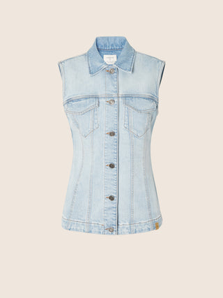 Trucker Shirt in Light Blue Comfort Denim with Vintage Wash