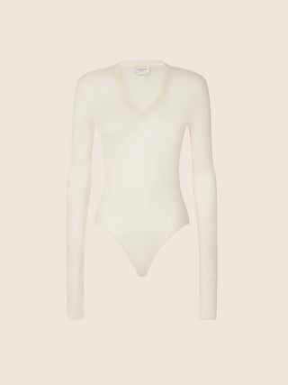 Bodysuit in White Light Cashmere Jersey