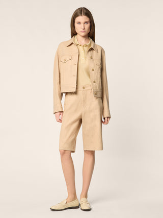 Amber – Cotton-Linen Herringbone Canvas Bermudas