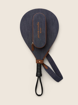 Kit da Padel in pelle e denim blu scuro lavaggio rinse
