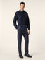 John Regular Chino Pants in Navy Blue Chevron-Patterned Wool | Jacob Cohën